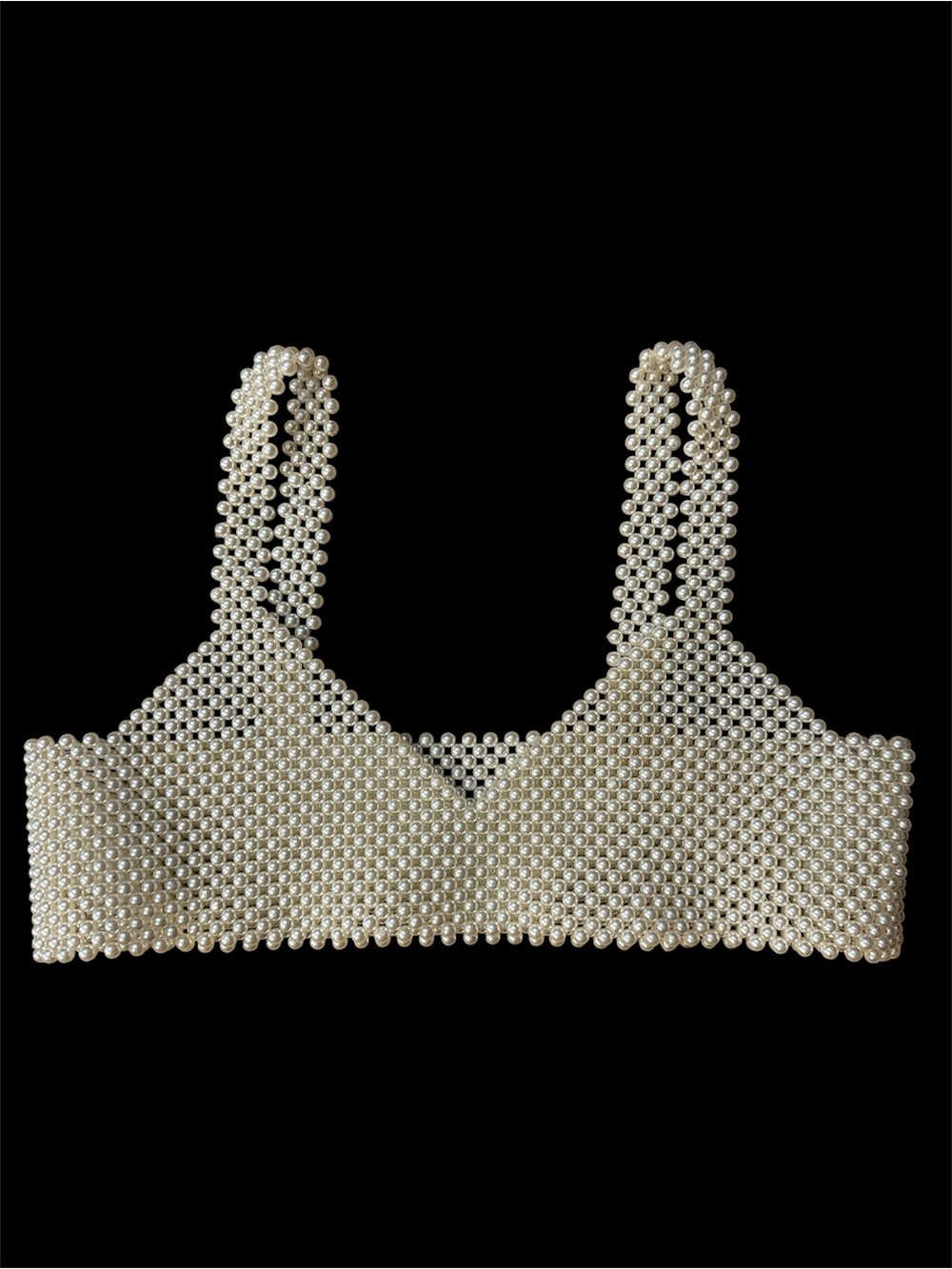 Pearl Beaded Bralette Top - Ivory. 16” Bust 12” Length